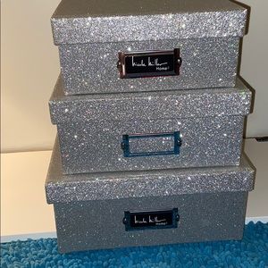 Silver Glitter Nicole Miller Storage Boxes…